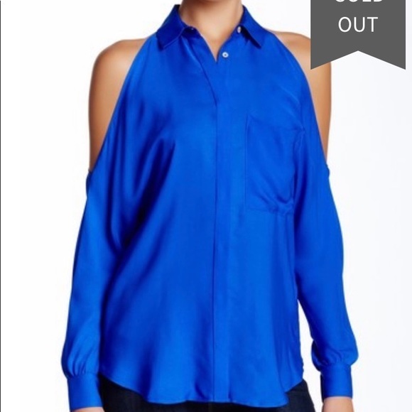 Haute hippie Cold Shoulder Silk Button-Down Shirt - Picture 7 of 7